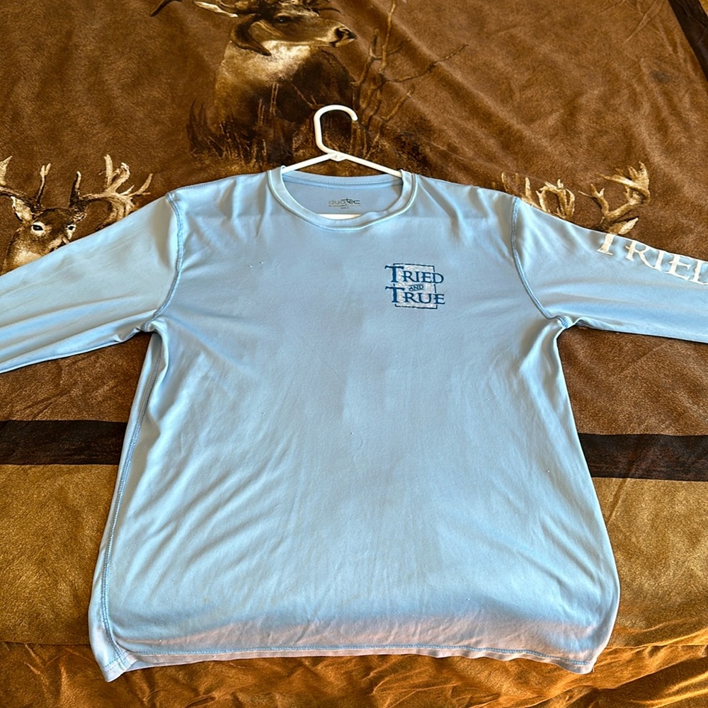 Tried and True blue performance fishing shirt